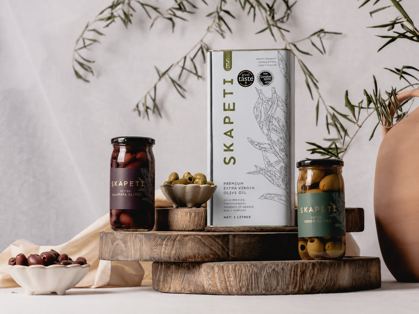 5 L Tin EVOO and Olives Jars bundle